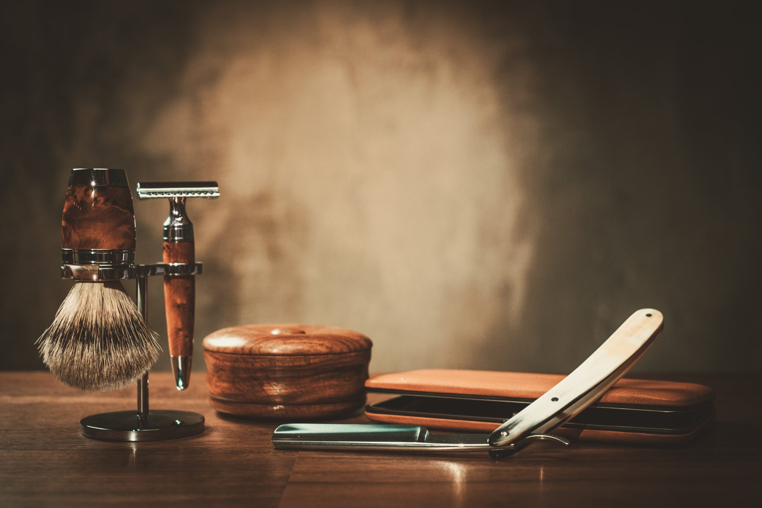 Barber-shaving-accessories-on-a-table