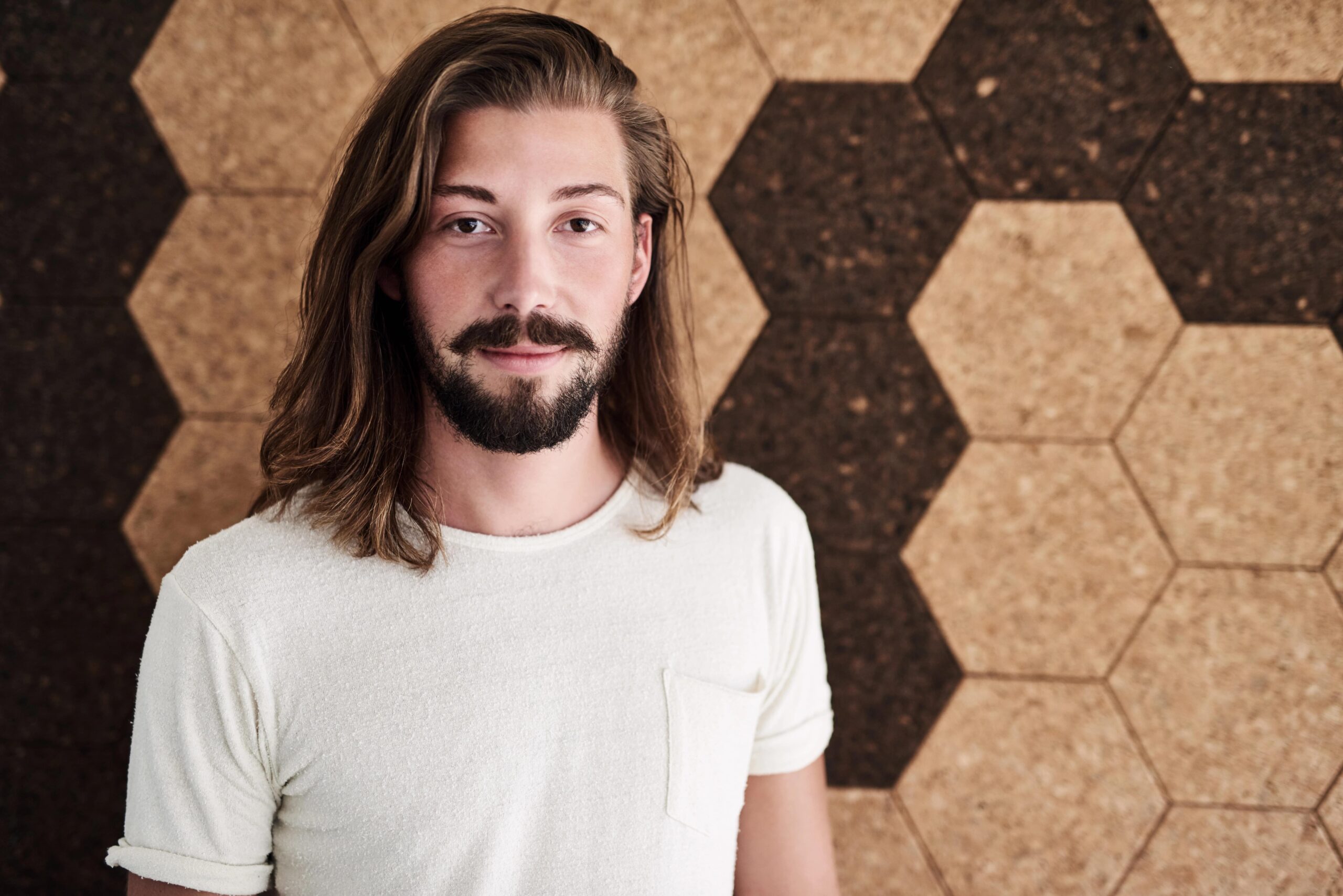 Man with long hair and facial hair