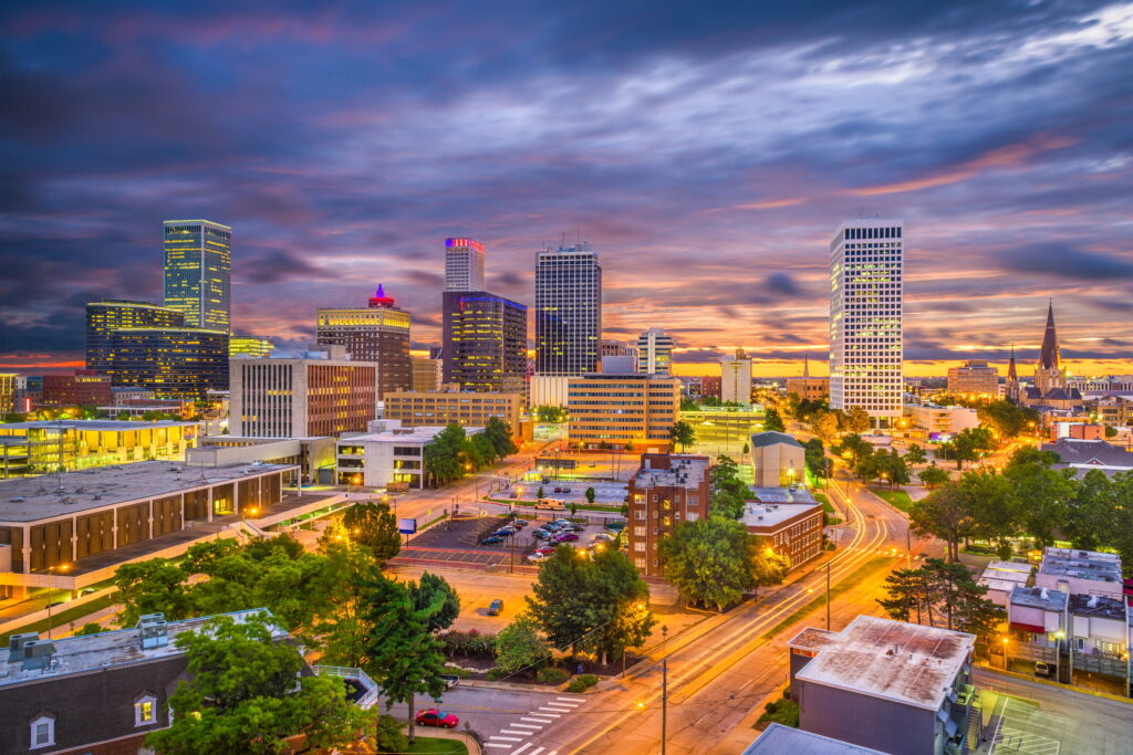 Tulsa, Oklahoma skyline at twilight